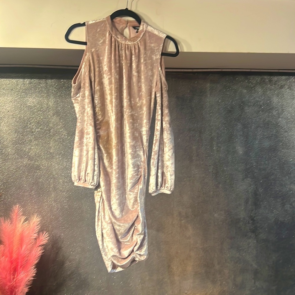 Express Ruched velvet off the shoulder club dress